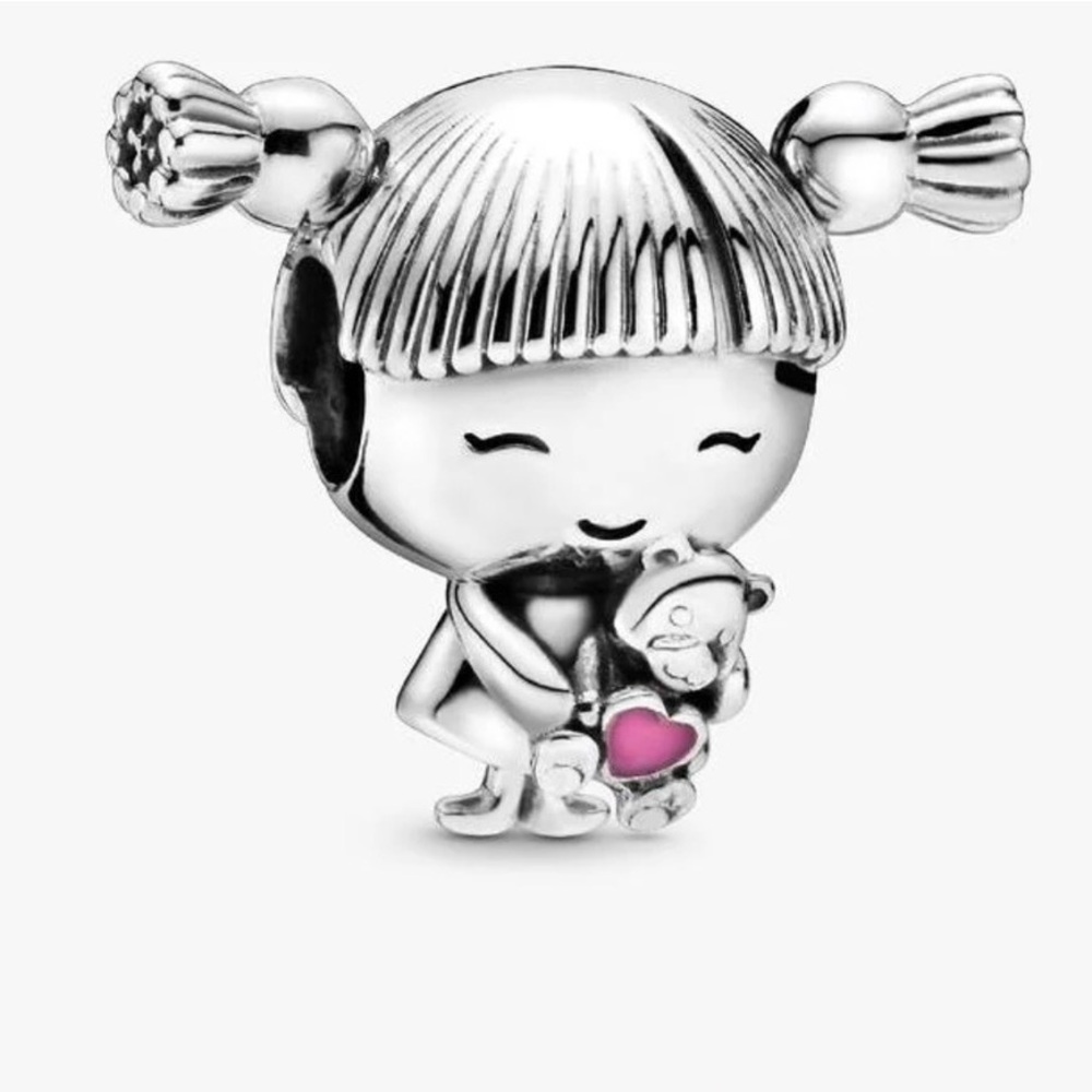 Pandora Silver Girl Charm with Pink Heart